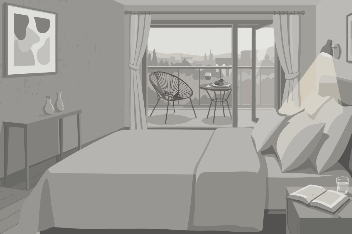 Habitación Mediana con terraza y vistas al jardín